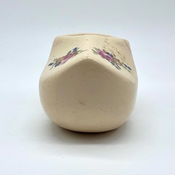 Vintage Ceramic Dutch Clog Shoe Cream Floral Transferware Small Collectible - Picture 3 of 9